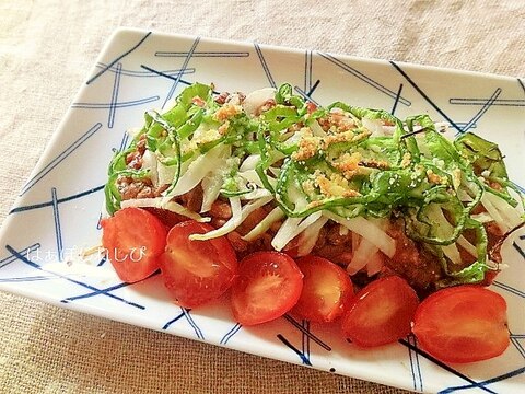 ピザソースで簡単！豆腐と納豆のヘルシーピザ風